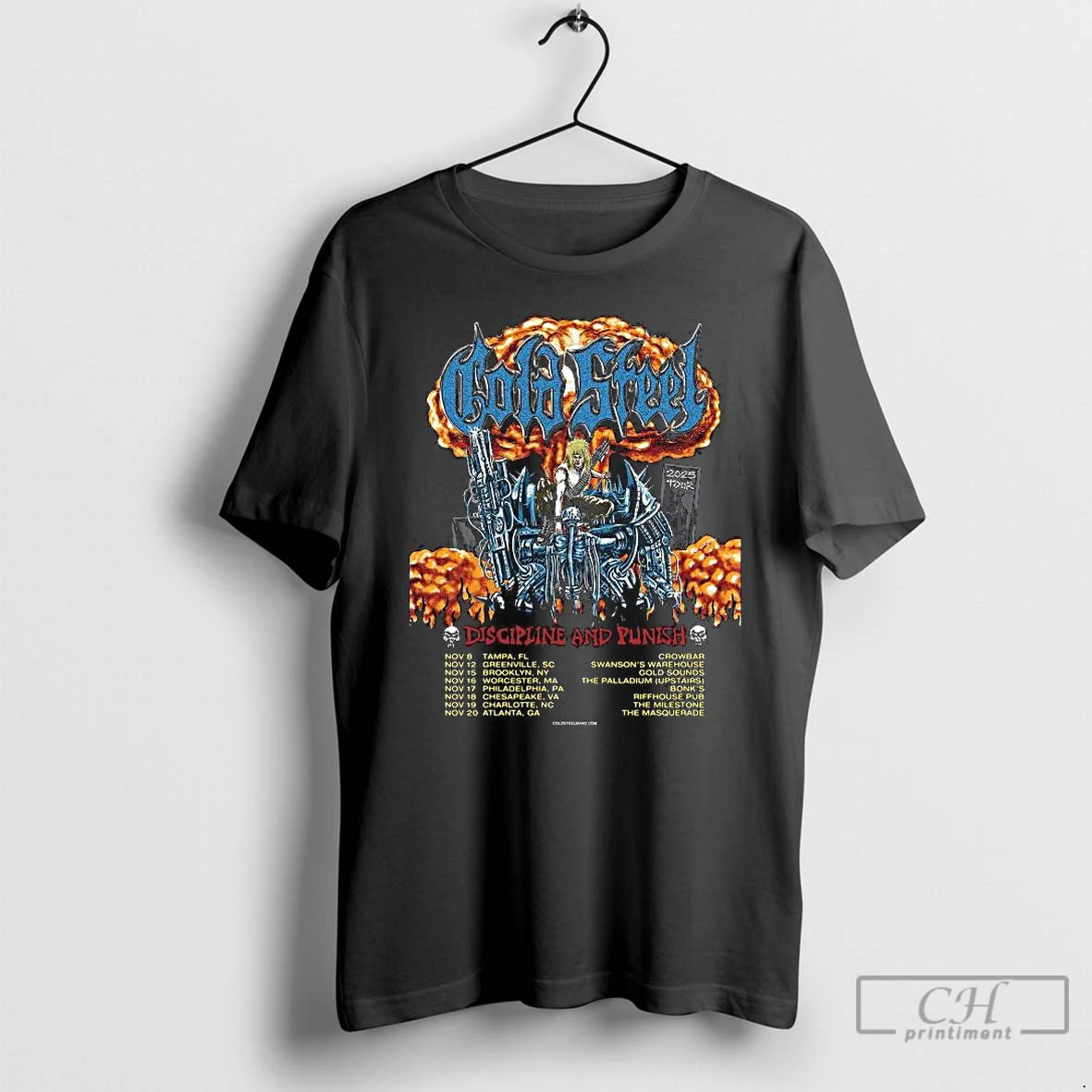 Premium Gold Steel Discipline And Punish Tour 2025 North America November City Long Sleve T-Shirts, Hoodie, Sweatshirt