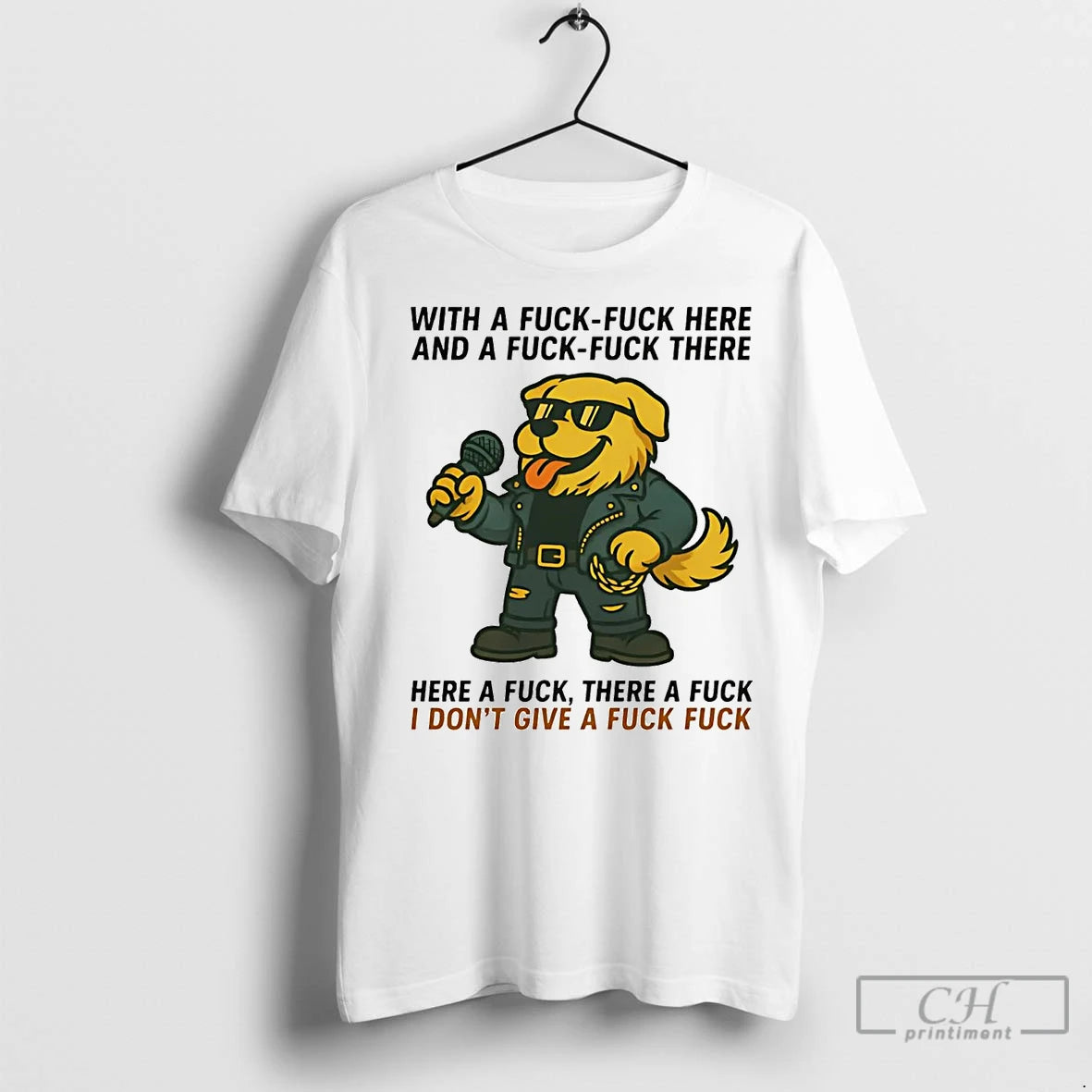 Premium Golden Retriever With A Fuck Fuck Here And A Fuck There T-Shirts, Hoodie, Sweatshirt | InkNestWear.com
