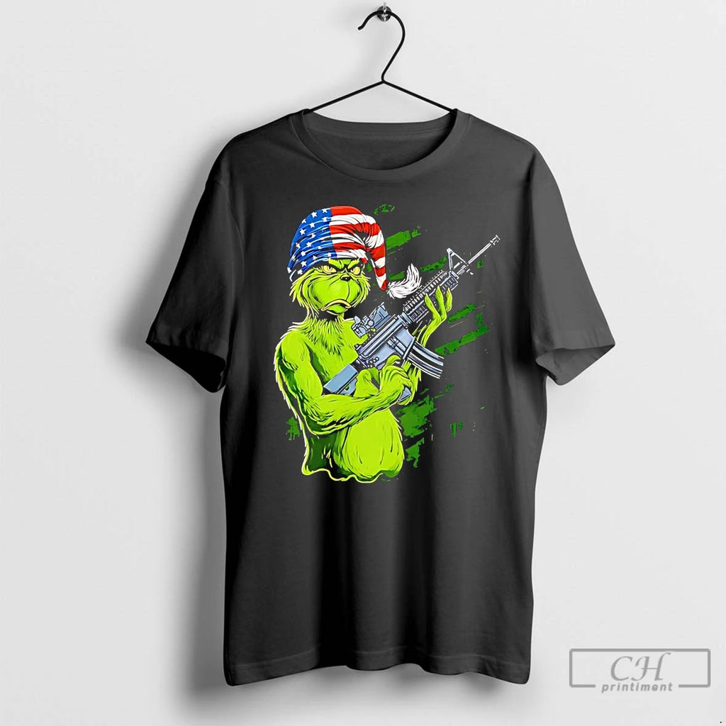 Premium Grinch American Flag Bandana Ar 15 Mean One T-Shirts, Hoodie, Sweatshirt | InkNestWear.com