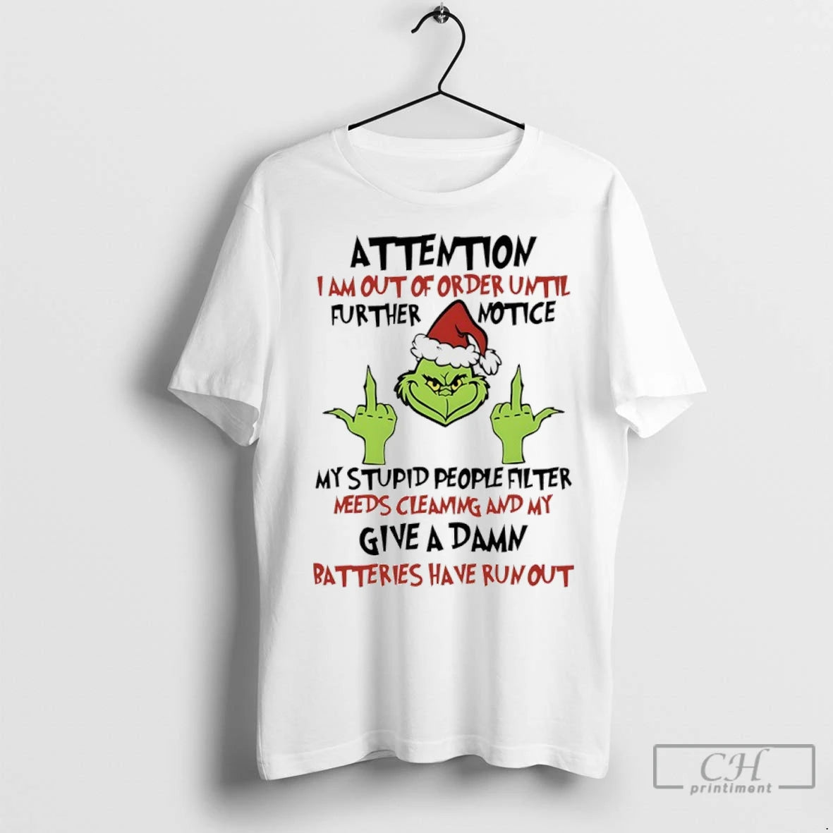 Premium Grinch Christmas Attention I Am Out Of Order Until Further Notice T-Shirts, Hoodie, Sweatshirt | InkNestWear.com