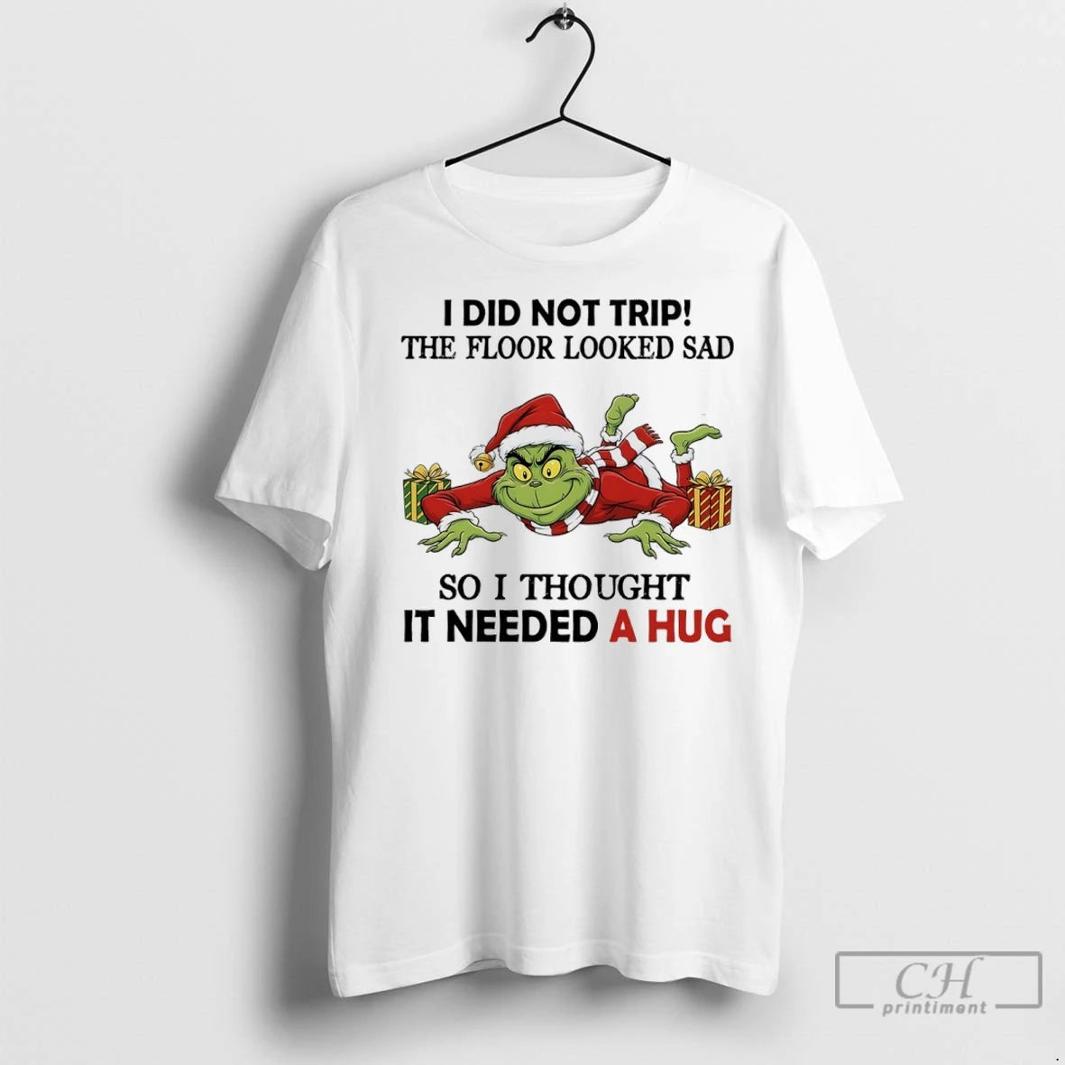 Premium Grinch Christmas Gift I Did Not Trip The Floor Looked Sad So I Thought T-Shirts, Hoodie, Sweatshirt | InkNestWear.com