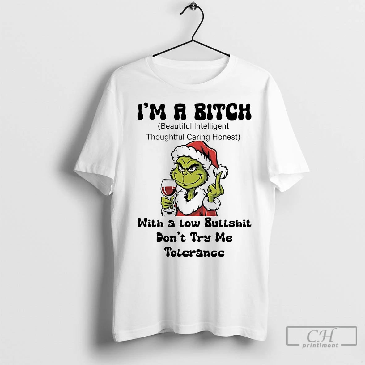 Premium Grinch Im A Bitch With A Low Bullshit Dont Try Me Tolerance Christmas T-Shirts, Hoodie, Sweatshirt | InkNestWear.com