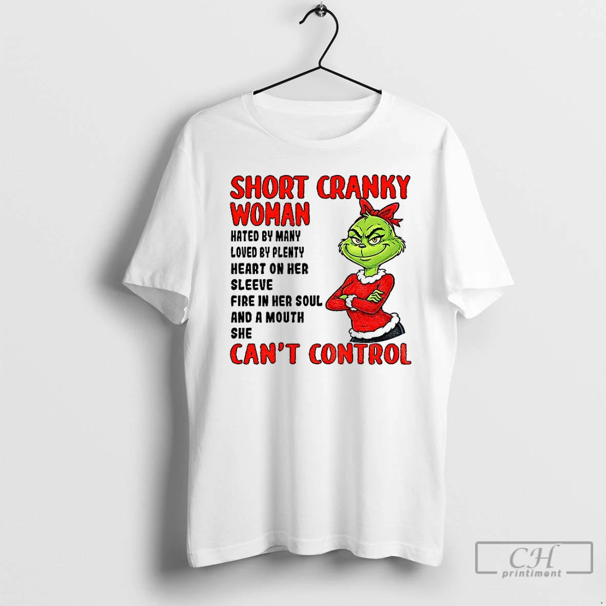 Premium Grinch Santa Short Cranky Woman Hated By Many Loved By Plenty Heart On Her T-Shirts, Hoodie, Sweatshirt