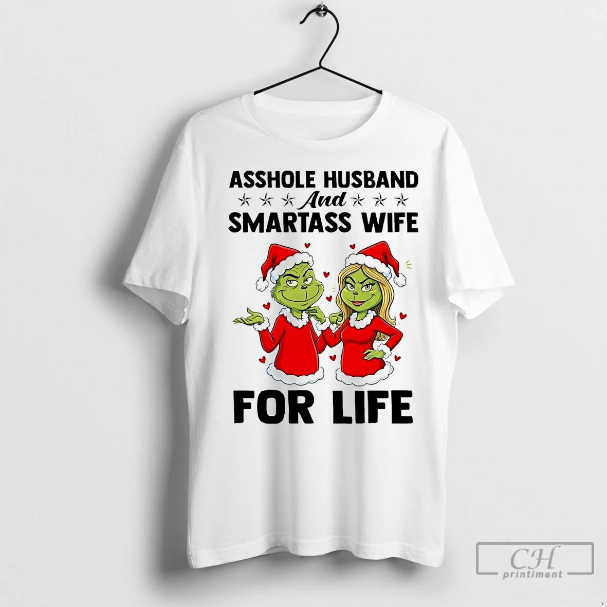 Premium Grinch Asshole Husband And Smartass Wife For Life Christmas T-Shirts, Hoodie, Sweatshirt | InkNestWear.com