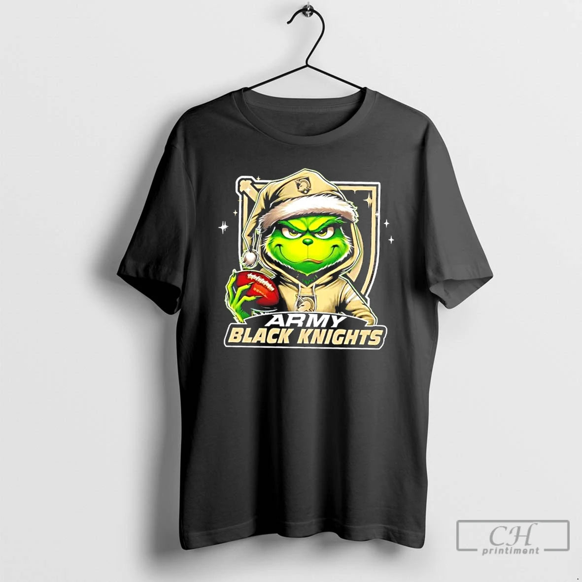 Premium Grinch Is Holding A Ball And Smiling At Army Black Knights Fans Christmas T-Shirts, Hoodie, Sweatshirt
