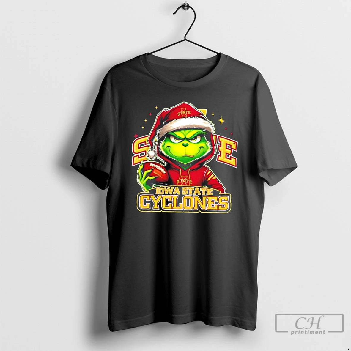Premium Grinch Is Holding A Ball And Smiling At Iowa State Cyclones Fans Christmas T-Shirts, Hoodie, Sweatshirt