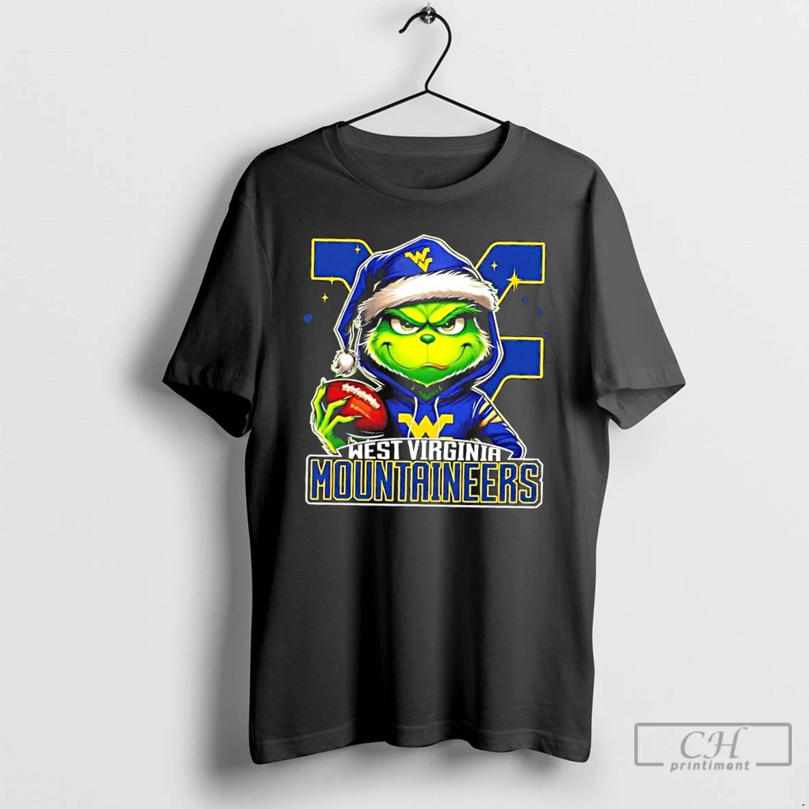 Premium Grinch Is Holding A Ball And Smiling At West Virginia Mountaineers Fans Christmas T-Shirts, Hoodie, Sweatshirt