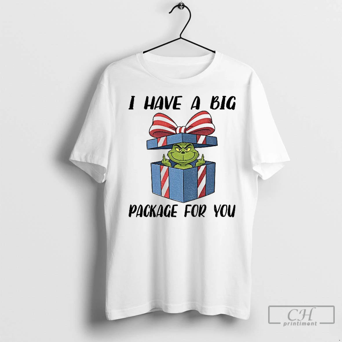 Premium Grinch Middle Finger I Have A Big Package For You Christmas T-Shirts, Hoodie, Sweatshirt | InkNestWear.com