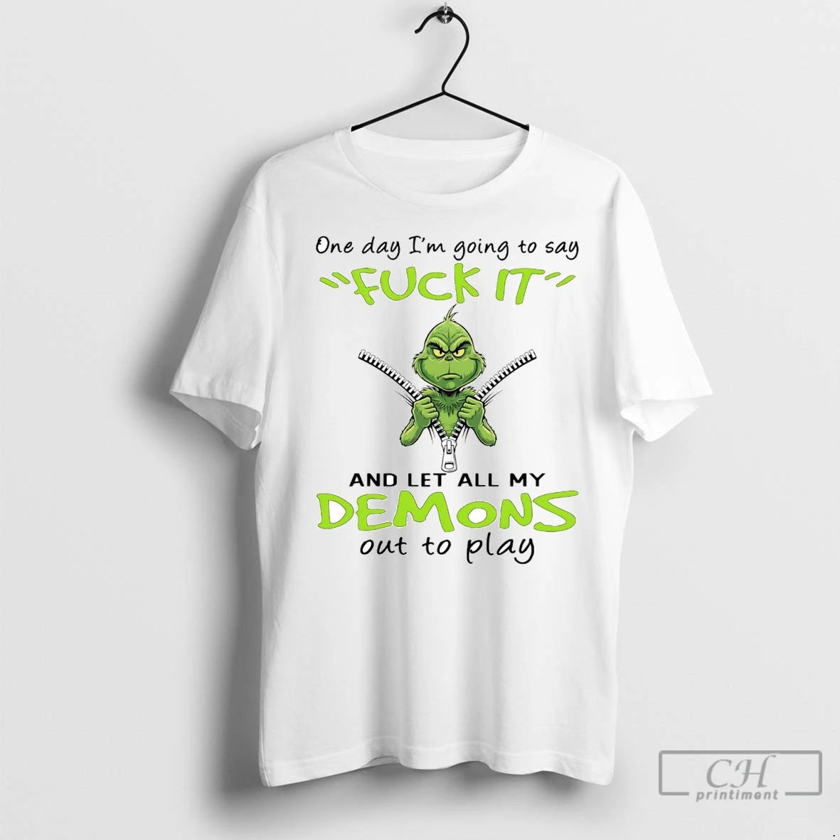 Premium Grinch One Day Im Going To Say Demons Out To Play Christmas T-Shirts, Hoodie, Sweatshirt | InkNestWear.com