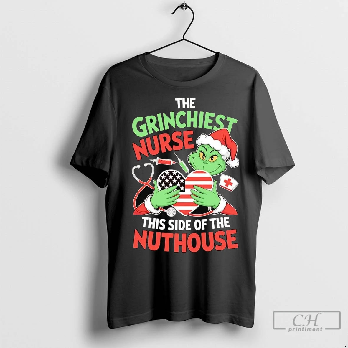 Premium Grinch The Grinchiest Nurse This Side Of The Nuthouse Christmas T-Shirts, Hoodie, Sweatshirt | InkNestWear.com