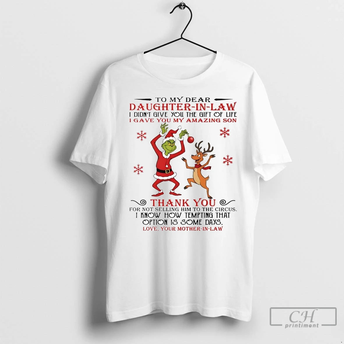 Premium Grinch To My Dear Daughter In Law Thank You Christmas T-Shirts, Hoodie, Sweatshirt | InkNestWear.com