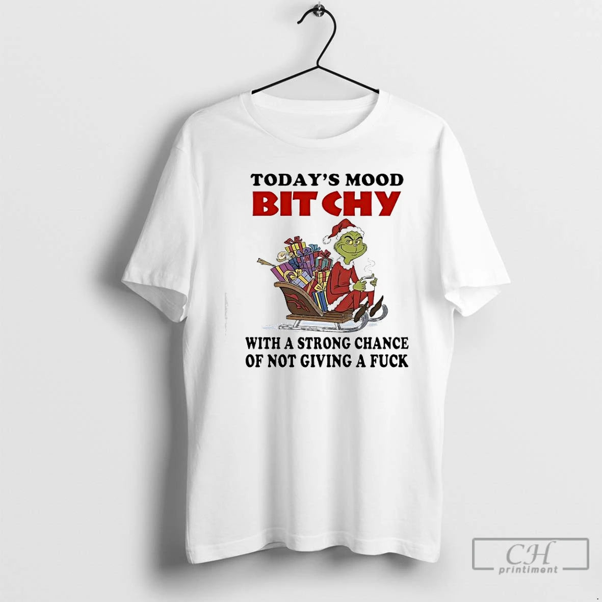 Premium Grinch Todays Mood Bitchy With A Strong Chance Of Not Giving A Fuck T-Shirts, Hoodie, Sweatshirt | InkNestWear.com