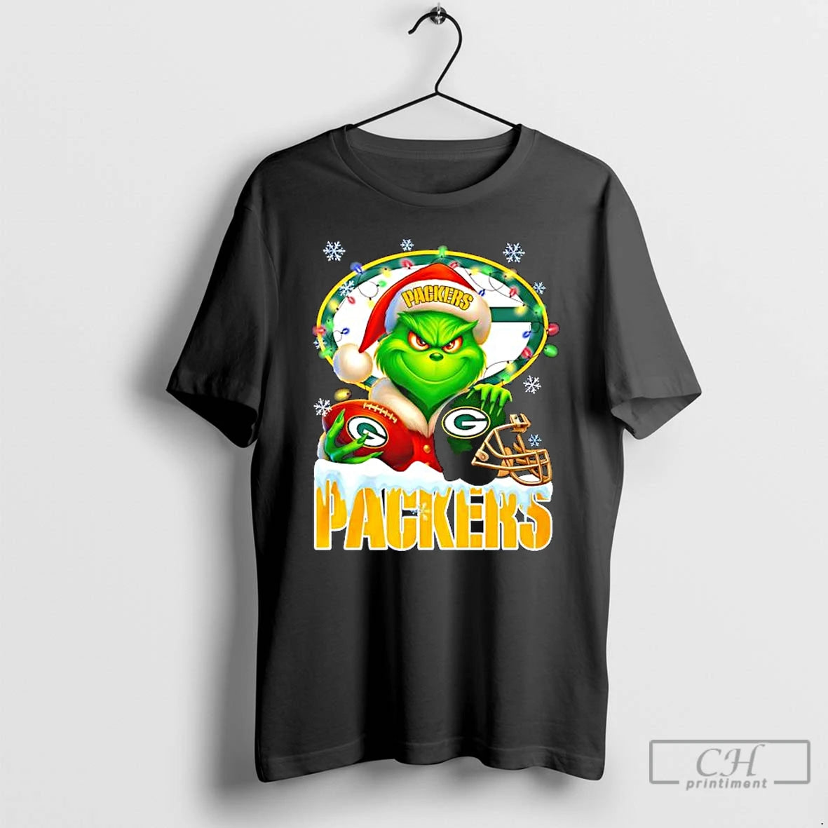 Premium Grinch With Green Bay Packers Christmas Lights Snowflakes T-Shirts, Hoodie, Sweatshirt | InkNestWear.com