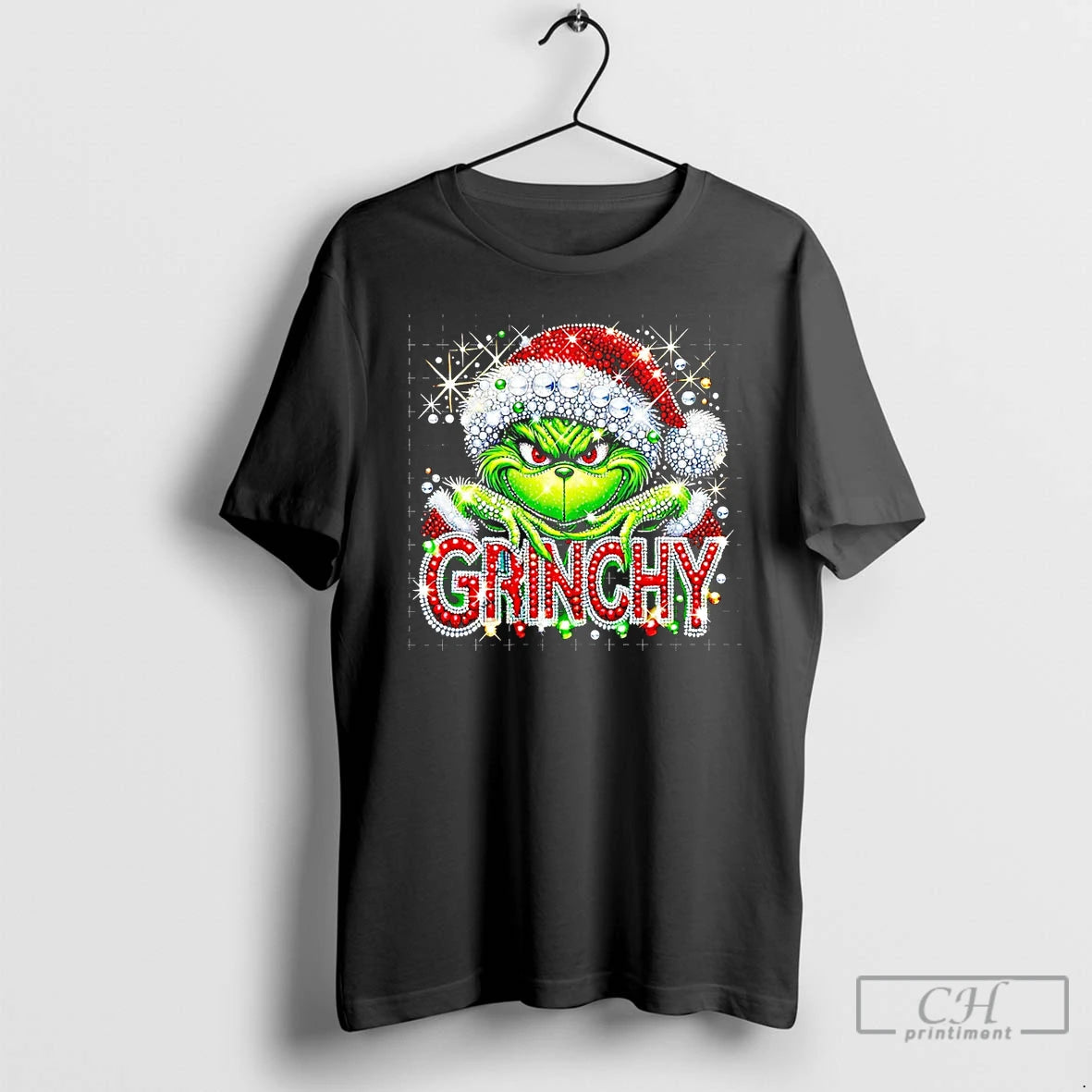 Premium Grinchmas Rhinestone Christmas T Shirts