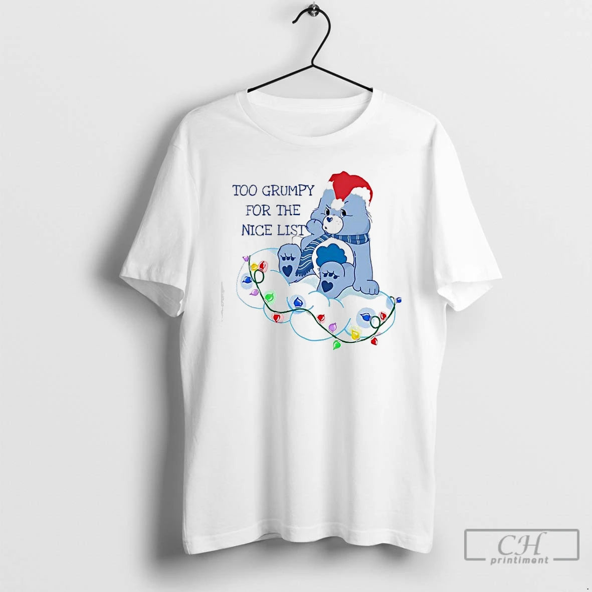 Premium Grumpy Bear Too Grumpy For The Nice List Christmas Lights T Shirts Hoodie, Sweatshirt | InkNestWear.com