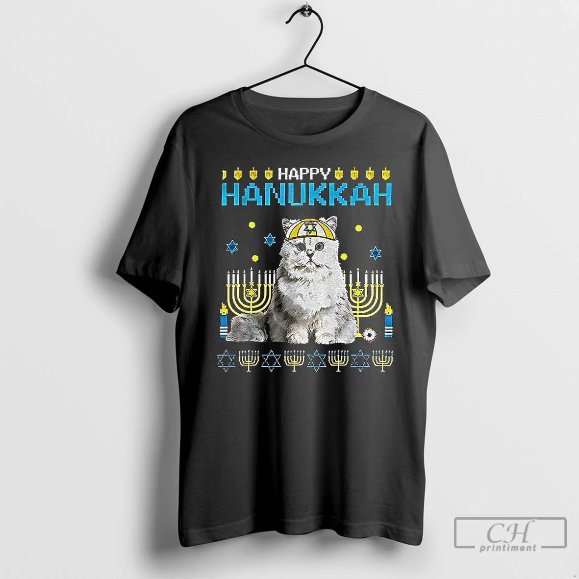 Premium Happy Hanukkah Cat Menorah Jewish Holiday T Shirts Hoodie, Sweatshirt | InkNestWear.com