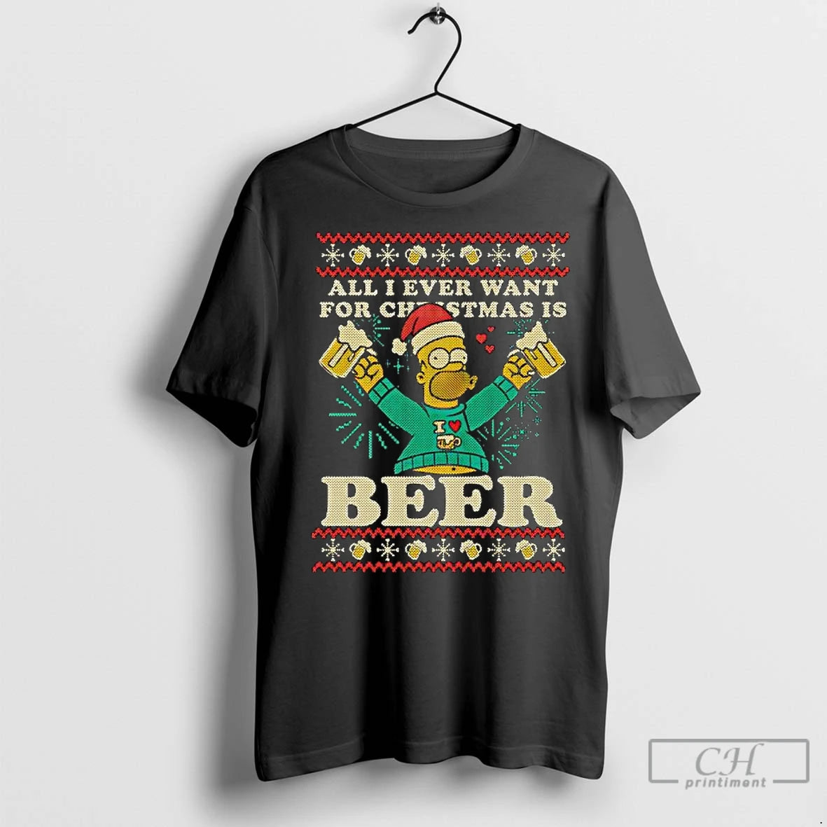 Premium Homer Simpson All I Ever Want For Xmas Is Beer T-Shirts, Hoodie, Sweatshirt | InkNestWear.com