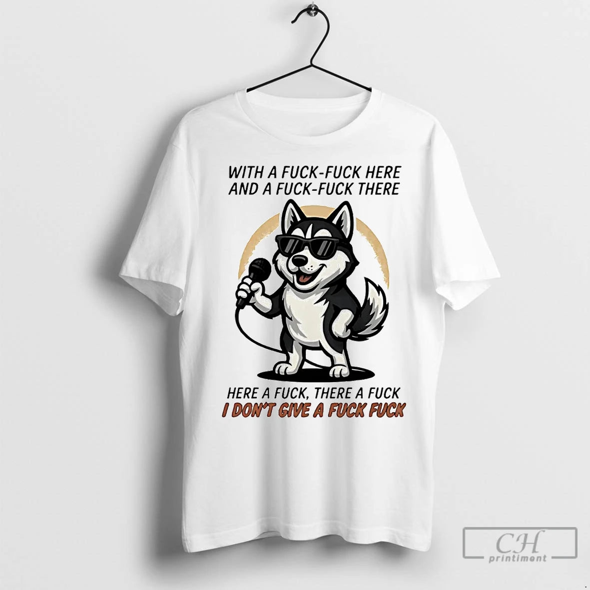 Premium Husky Here A Fuck There A Fuck I Dont Give A Fuck T-Shirts, Hoodie, Sweatshirt | InkNestWear.com