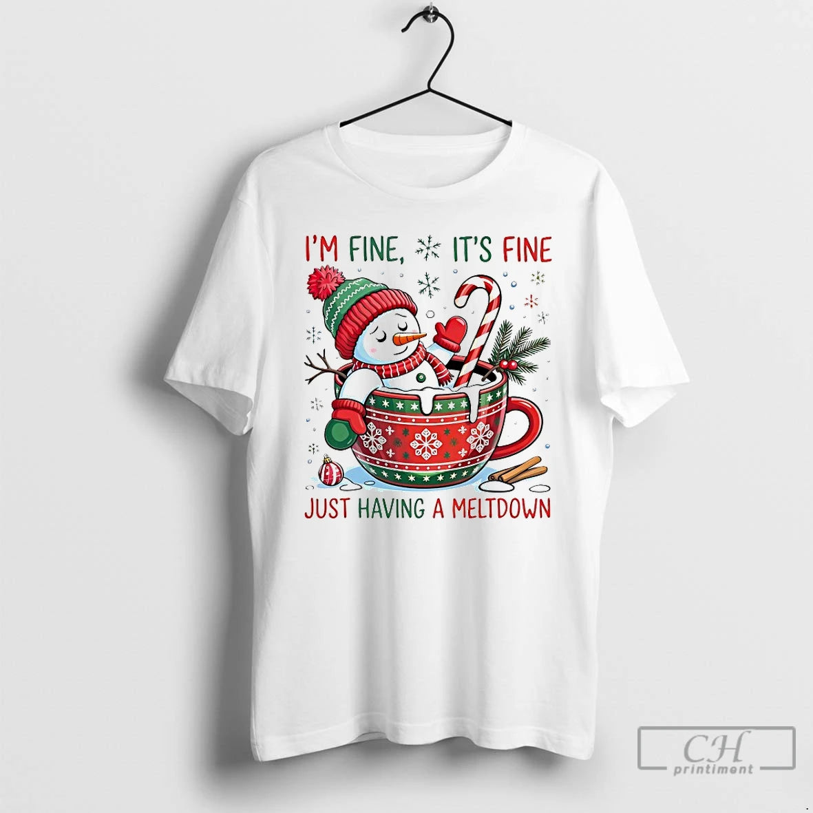 Premium Im Fine Its Fine Just Having A Meltdown Snowman Christmas T-Shirts, Hoodie, Sweatshirt | InkNestWear.com
