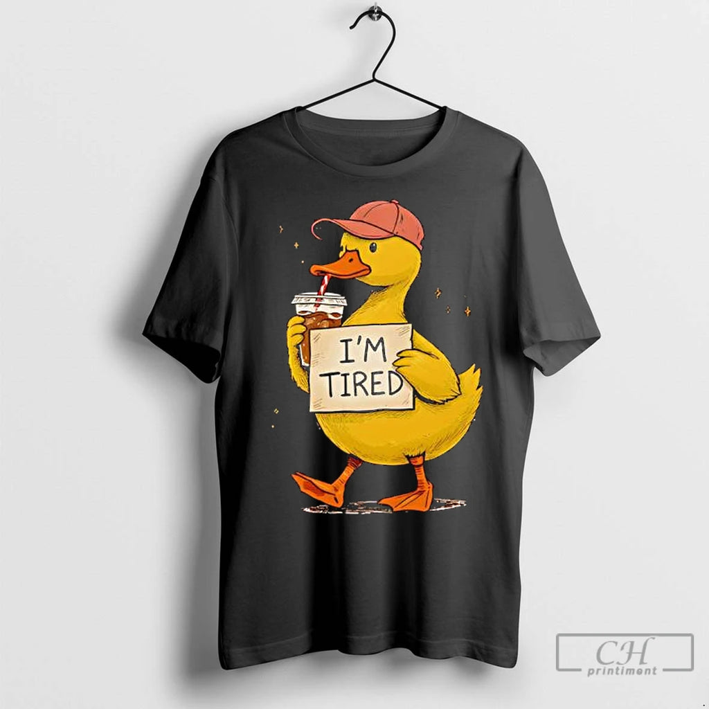 Premium Im Tired Duck Drinking Coffee T-Shirts, Hoodie, Sweatshirt | InkNestWear.com