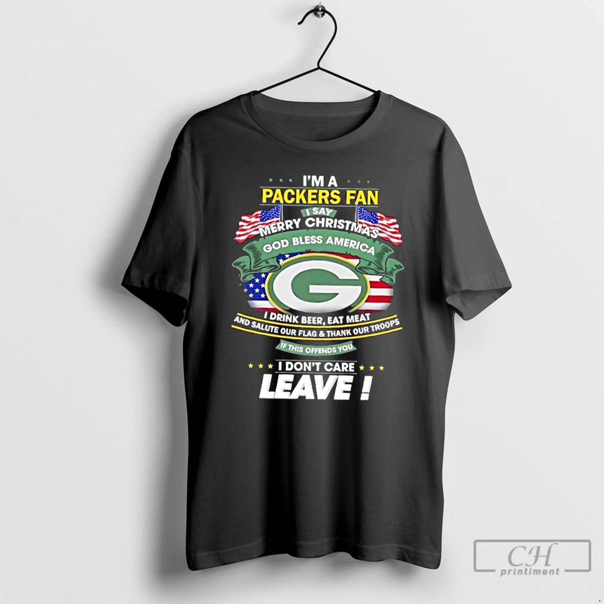 Premium Im A Green Bay Packers Fan I Say Merry Christmas God Bless America T-Shirts, Hoodie, Sweatshirt | InkNestWear.com