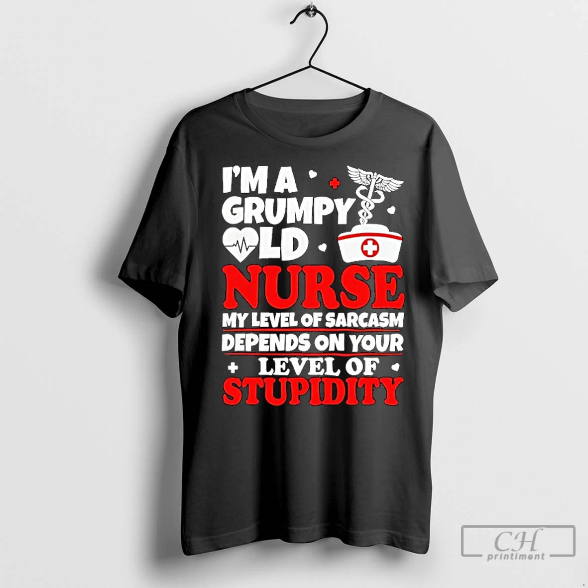 Premium Im A Grumpy Old Nurse My Level Of Sarcasm Depends On Your T-Shirts, Hoodie, Sweatshirt | InkNestWear.com