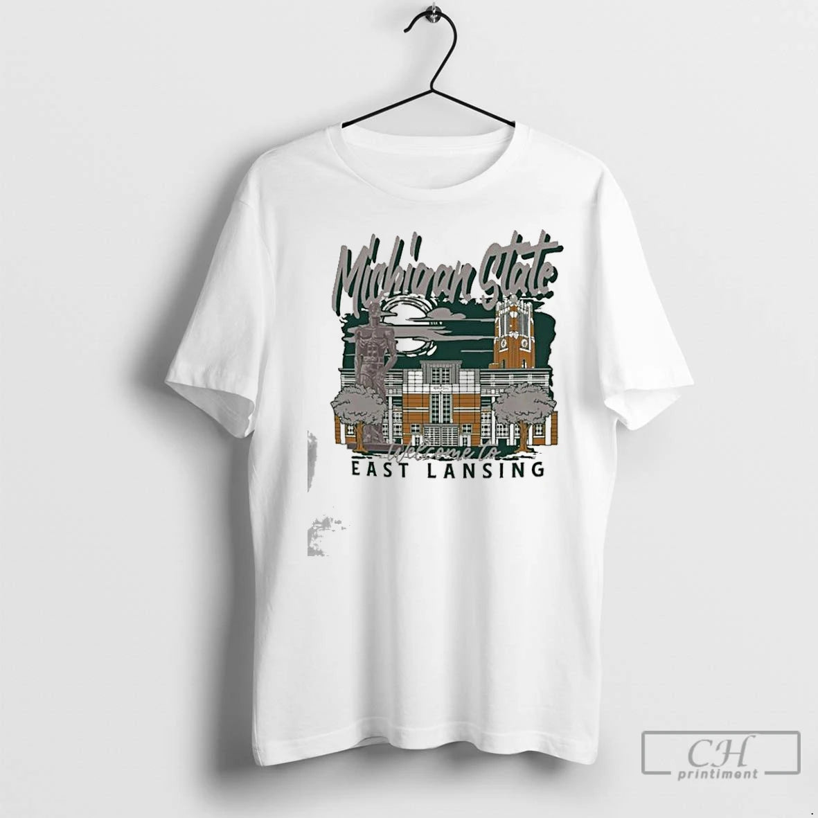 Premium Image One Natural Michigan State Spartans Comfort Colors Hand Drawn Campus Stack T-Shirts, Hoodie, Sweatshirt