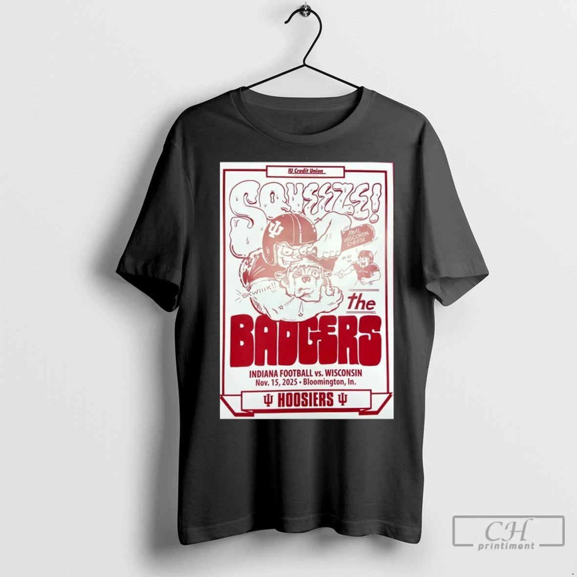Premium Indiana Vs Wisconsin 2025 Squeeze The Badgers T-Shirts, Hoodie, Sweatshirt | InkNestWear.com