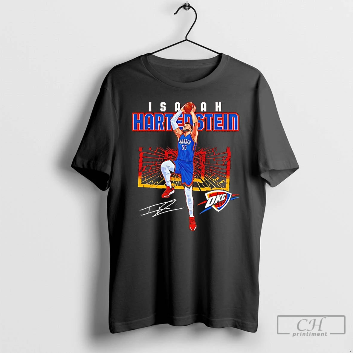 Premium Isaiah Hartenstein Oklahoma City Thunder Shattered Flag Signature T Shirts Hoodie, Sweatshirt | InkNestWear.com
