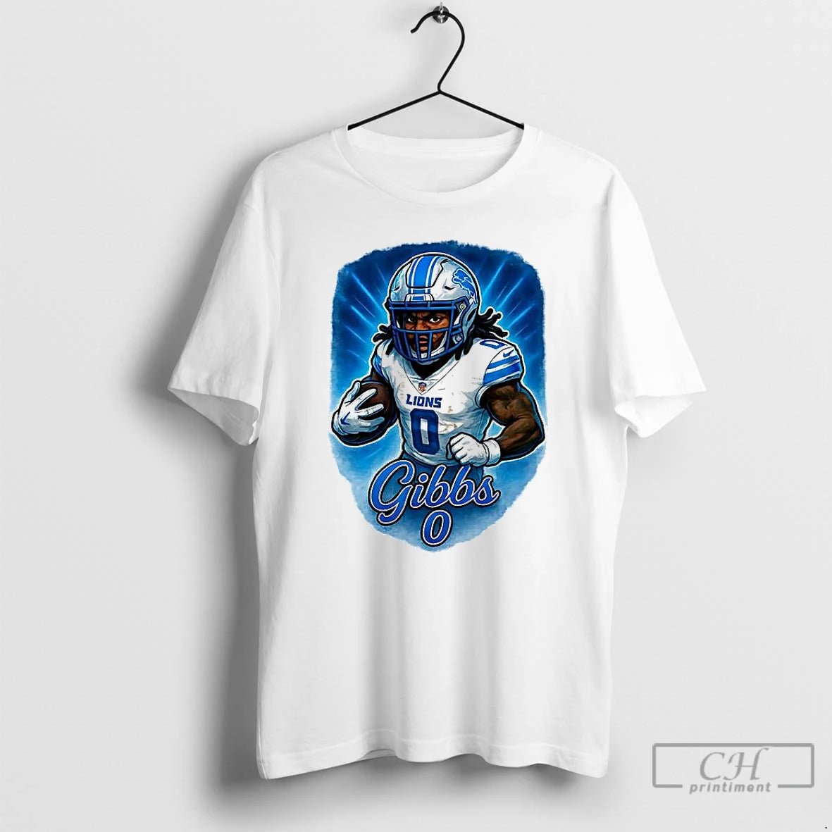Premium Jahmyr Gibbs Detroit Lions Football Number 0 Caricature T Shirts Hoodie, Sweatshirt | InkNestWear.com