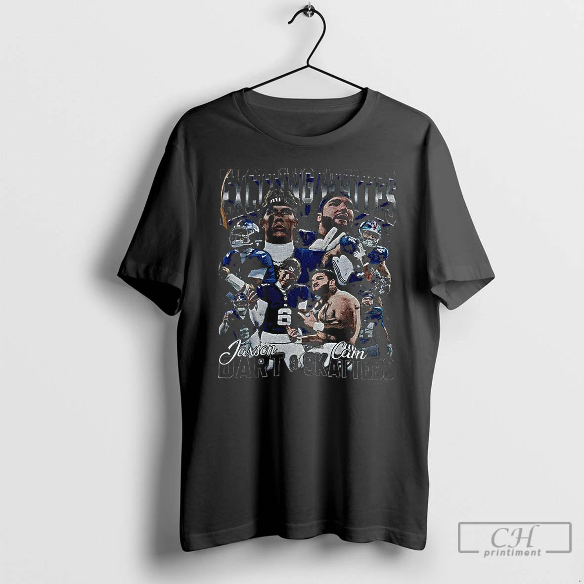 Premium Jaxson Dart And Cam Skattebo Step Exciting White New York Football Retro T Shirts Hoodie, Sweatshirt