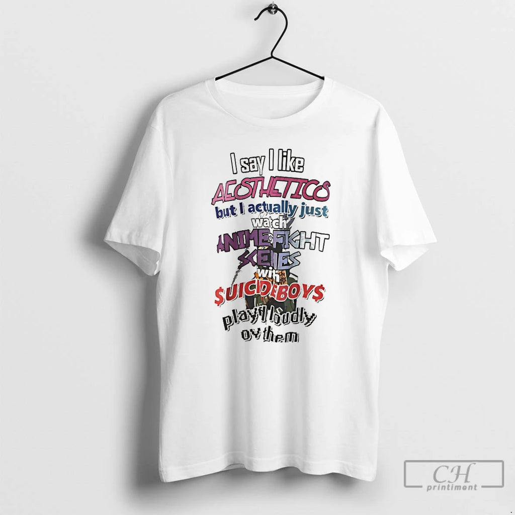 Premium Kakashi I Say I Like Aesthetico But I Actually Just Watch Anime Fight T-Shirts, Hoodie, Sweatshirt | InkNestWear.com