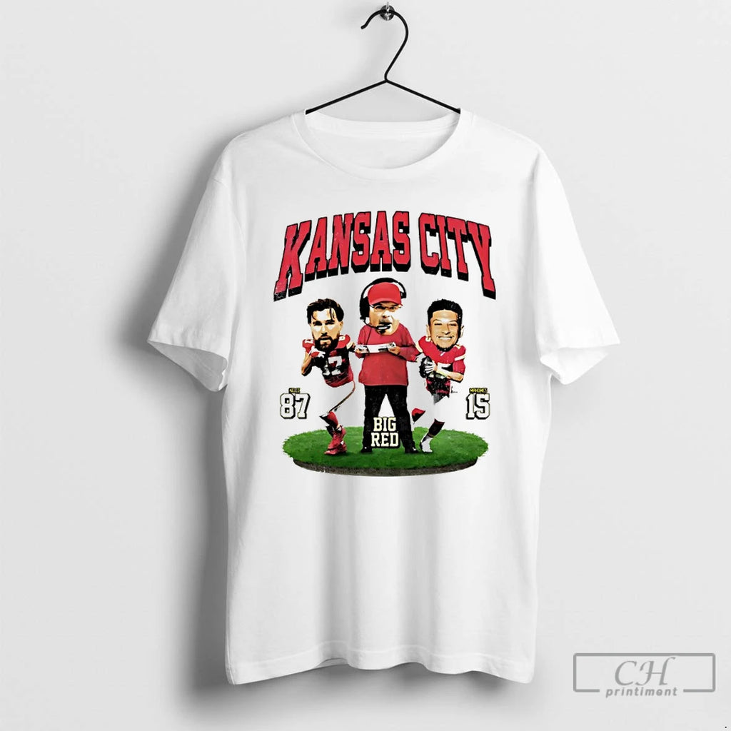 Premium Kansas City Big Head Patrick Mahomes Travis Kelce And Andy Reid T Shirts Sweater