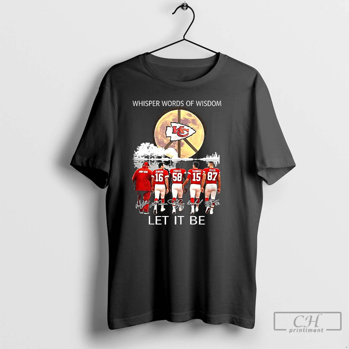 Premium Kansas City Chiefs Whisper Words Of Wisdom Let It Be Player Signature Peace Symbol T-Shirts, Hoodie, Sweatshirt