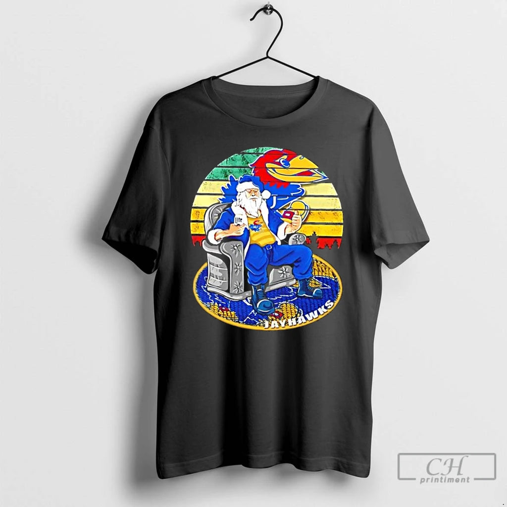 Premium Kansas Jayhawks X Santa Claus Christmas Vintage T Shirts Hoodie, Sweatshirt | InkNestWear.com