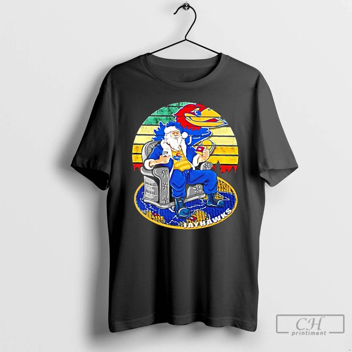 Premium Kansas Jayhawks X Santa Claus Christmas Vintage T Shirts Hoodie, Sweatshirt | InkNestWear.com