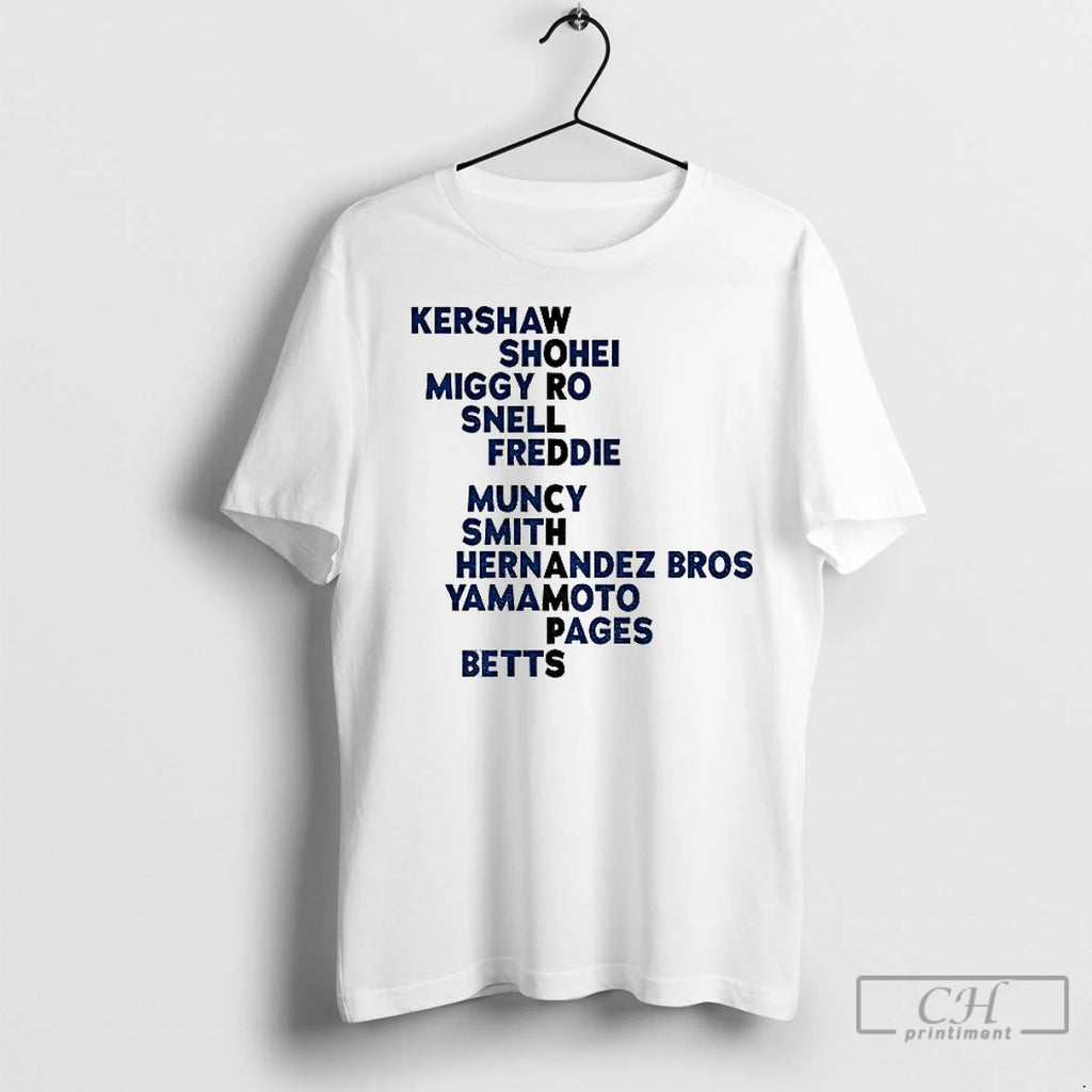 Premium Kershaw Shohei Miggy Ro Snell Freddie Los Angeles Dodgers Baseball World Champs Acrostic Mlb T-Shirts, Hoodie,...