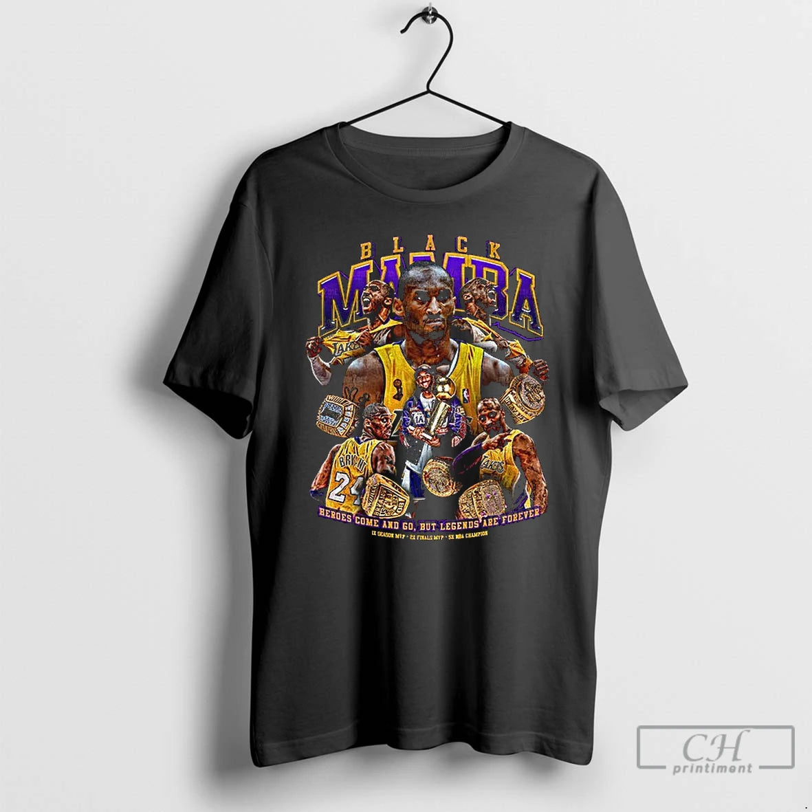 Premium Kobe Bryant Los Angeles Lakers Rings Trophy Heroes Come And Go But Legends Are T-Shirts, Hoodie, Sweatshirt