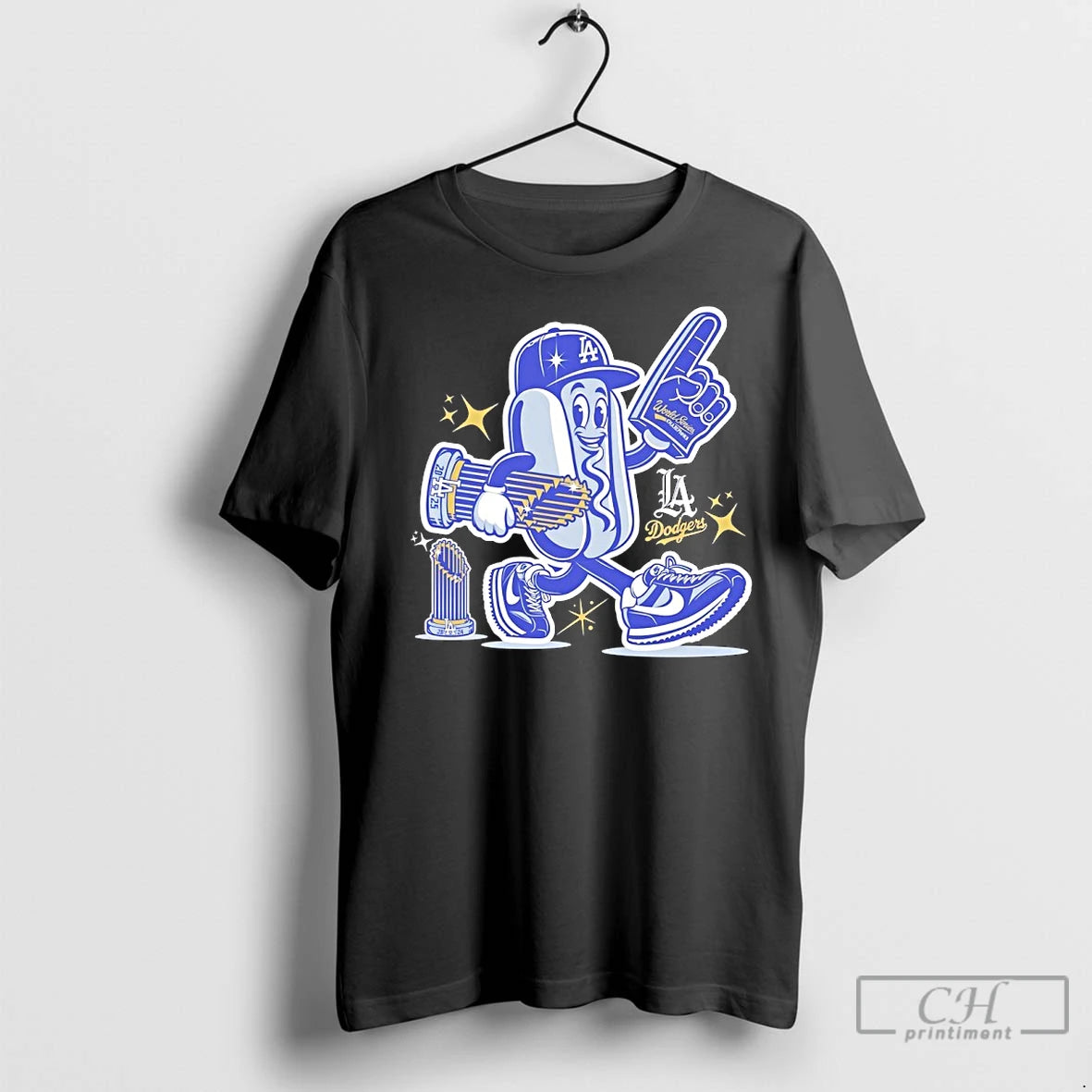 Premium La Dodgers Hot Dog Mascot 2025 World Series Champions Trophy T-Shirts, Hoodie, Sweatshirt | InkNestWear.com