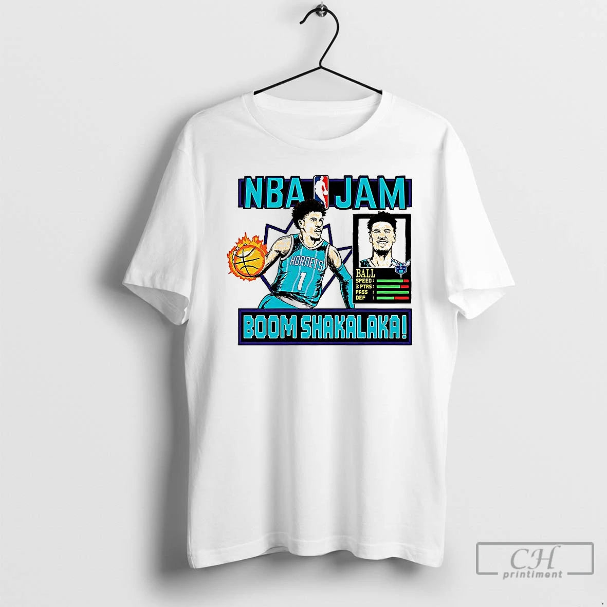 Premium Lamelo Ball Charlotte Hornets Nba Jam Boom Shakalaka T Shirts Hoodie, Sweatshirt | InkNestWear.com