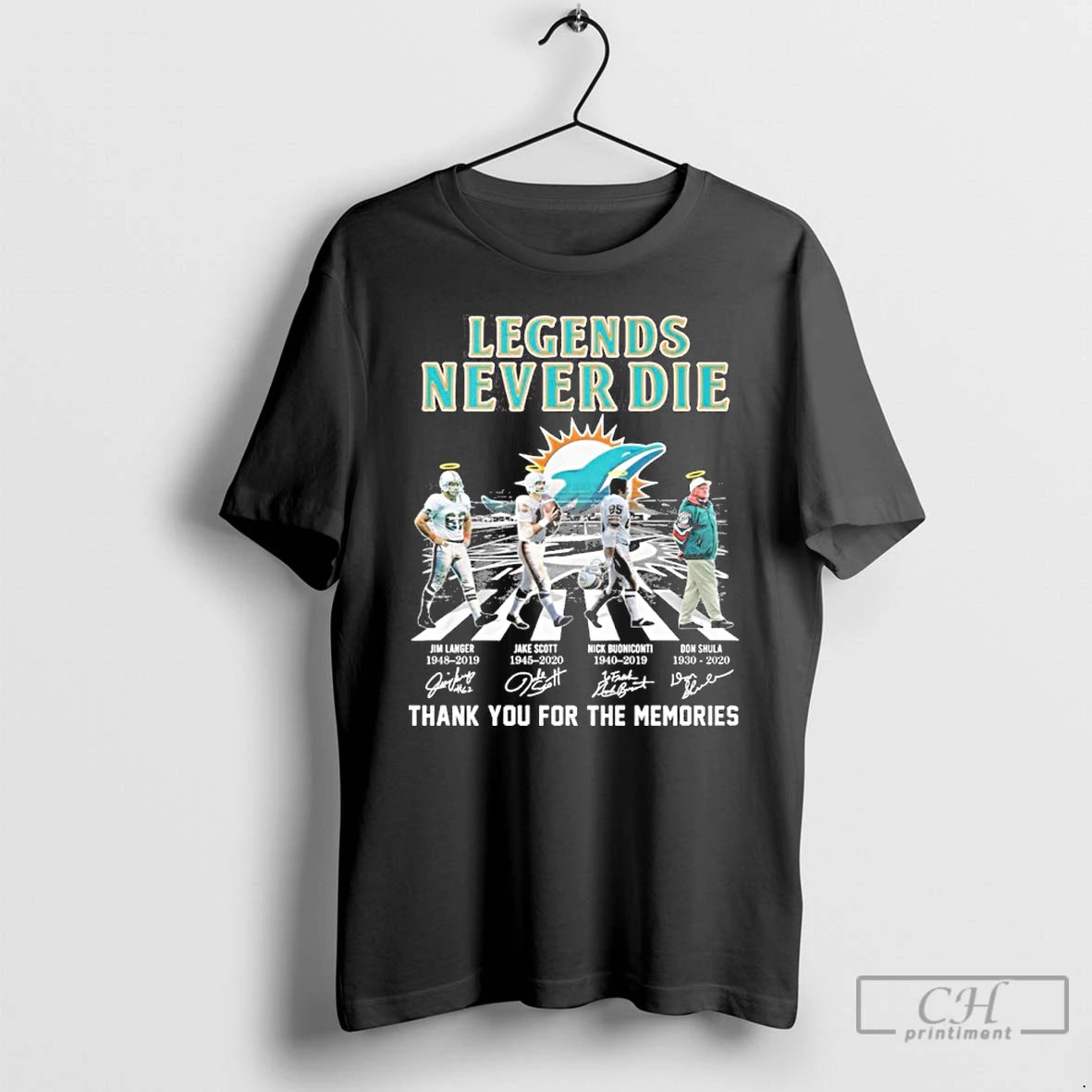 Premium Legends Never Die Miami Dolphins Abbey Road T-Shirts, Hoodie, Sweatshirt | InkNestWear.com