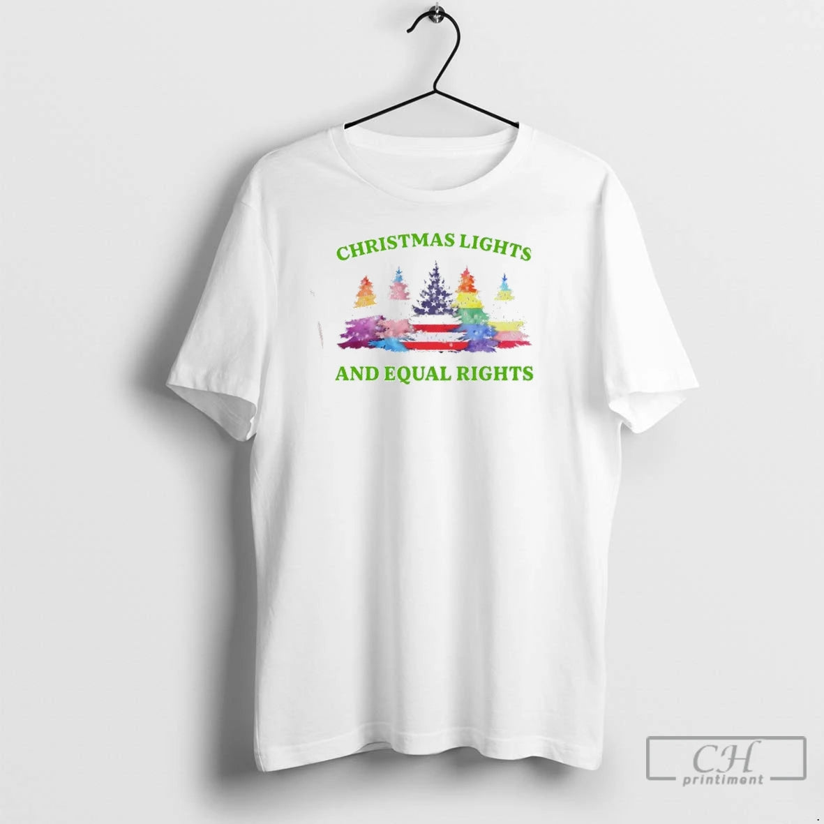 Premium Lights And Equal Rights Christmas Trees Flags T-Shirts, Hoodie, Sweatshirt | InkNestWear.com