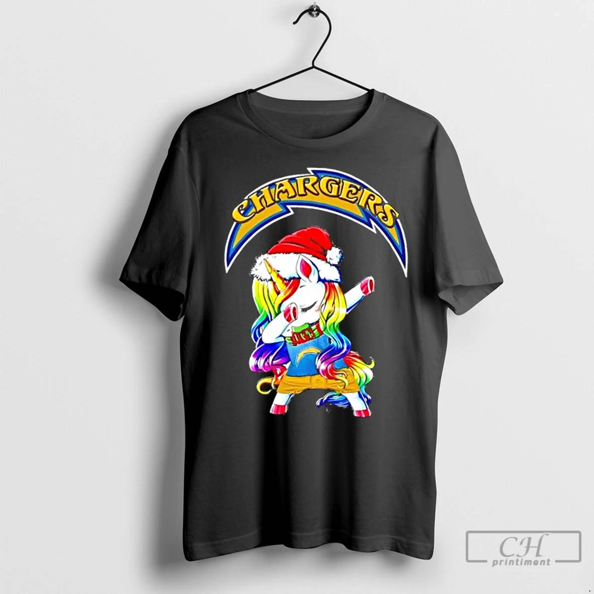 Premium Los Angeles Chargers X Unicorn Santa Hat Dabbing Merry Christmas T-Shirts, Hoodie, Sweatshirt | InkNestWear.com