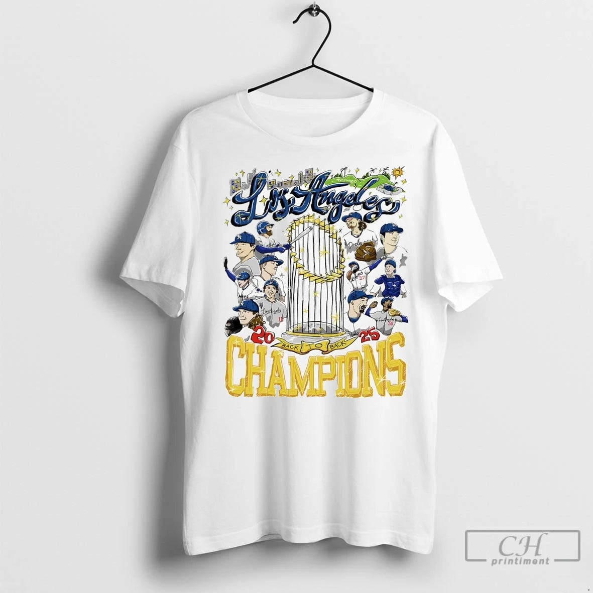 Premium Los Angeles Dodgers Back To Back Champions Trophy 2025 T-Shirts, Hoodie, Sweatshirt | InkNestWear.com