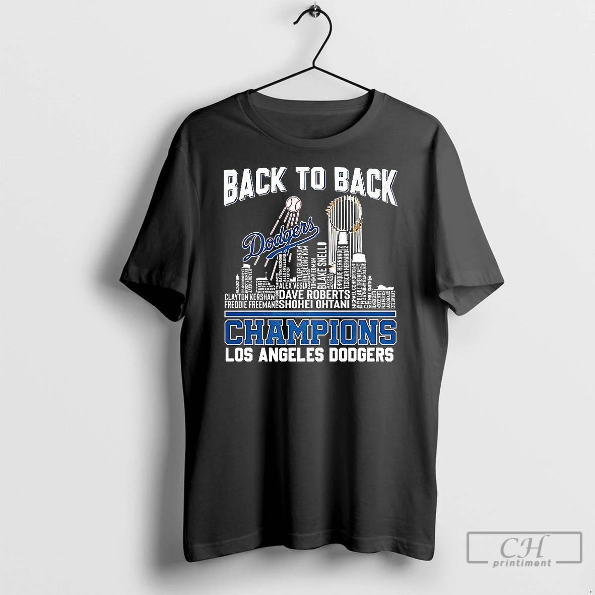 Premium Los Angeles Dodgers Back To Back World Series Champions Name Player City Skyline T-Shirts, Hoodie, Sweatshirt