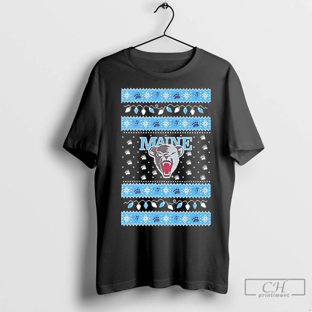 Premium Maine Black Bears Ugly Christmas Light T-Shirts, Hoodie, Sweatshirt | InkNestWear.com