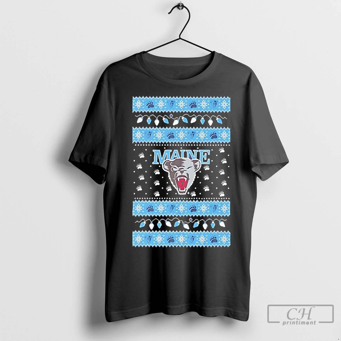 Premium Maine Black Bears Ugly Christmas Light T-Shirts, Hoodie, Sweatshirt | InkNestWear.com