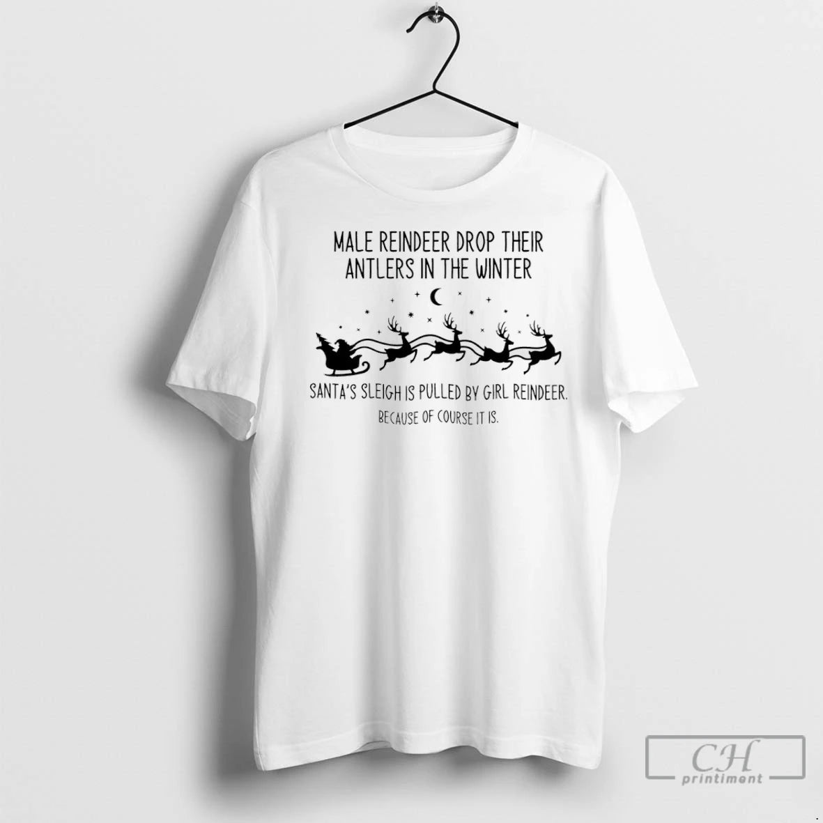Male Reindeer Drop Their Antlers Winter Santas Sleigh Is Pulled T-Shirts, Hoodie, Sweatshirt