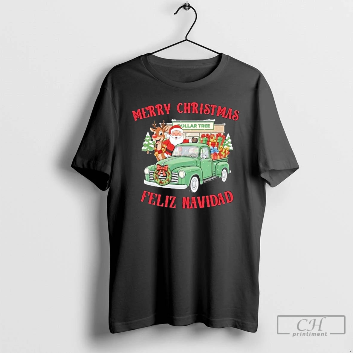 Premium Merry Christmas Feliz Navidad Dollar Tree Vintage Truck Santa T Shirts Hoodie, Sweatshirt | InkNestWear.com