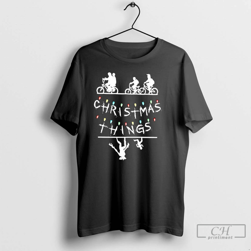 Premium Merry Christmas String Lights Upside Down Silhouette Retro T Shirts Hoodie, Sweatshirt | InkNestWear.com